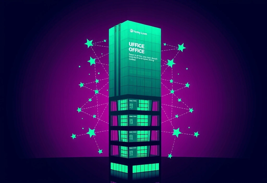 Abstract office high-rise blending into stars