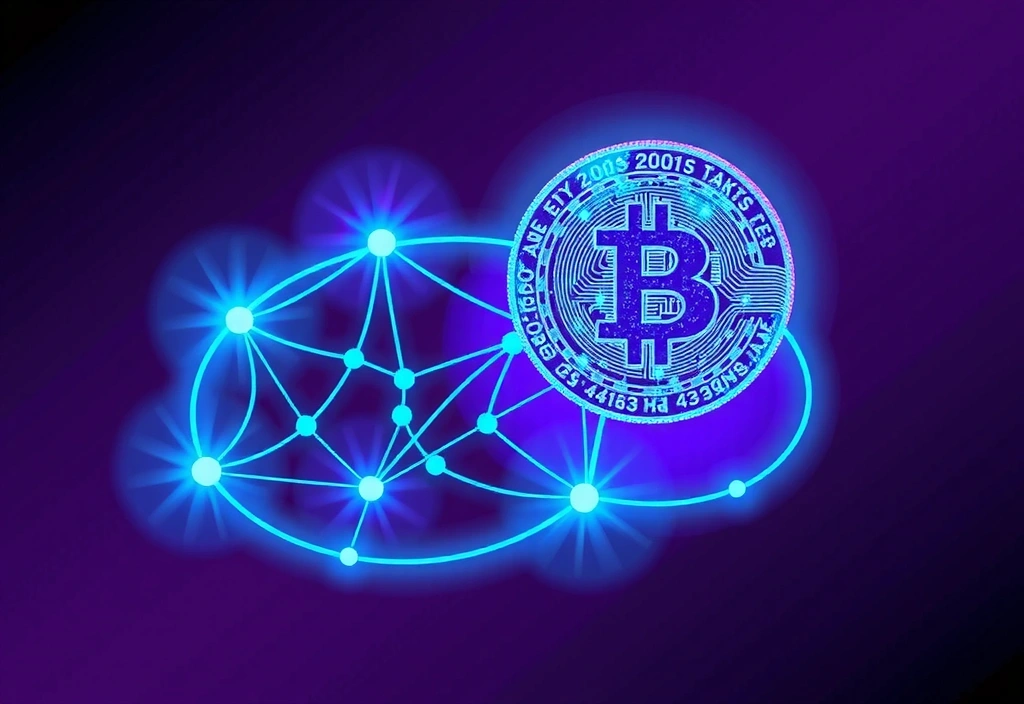 Abstract wireframe of a coin connecting dots